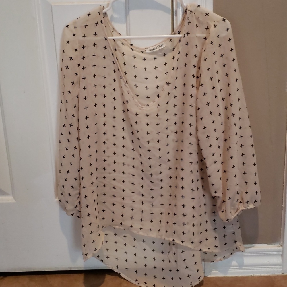Cream and Black Blouse
